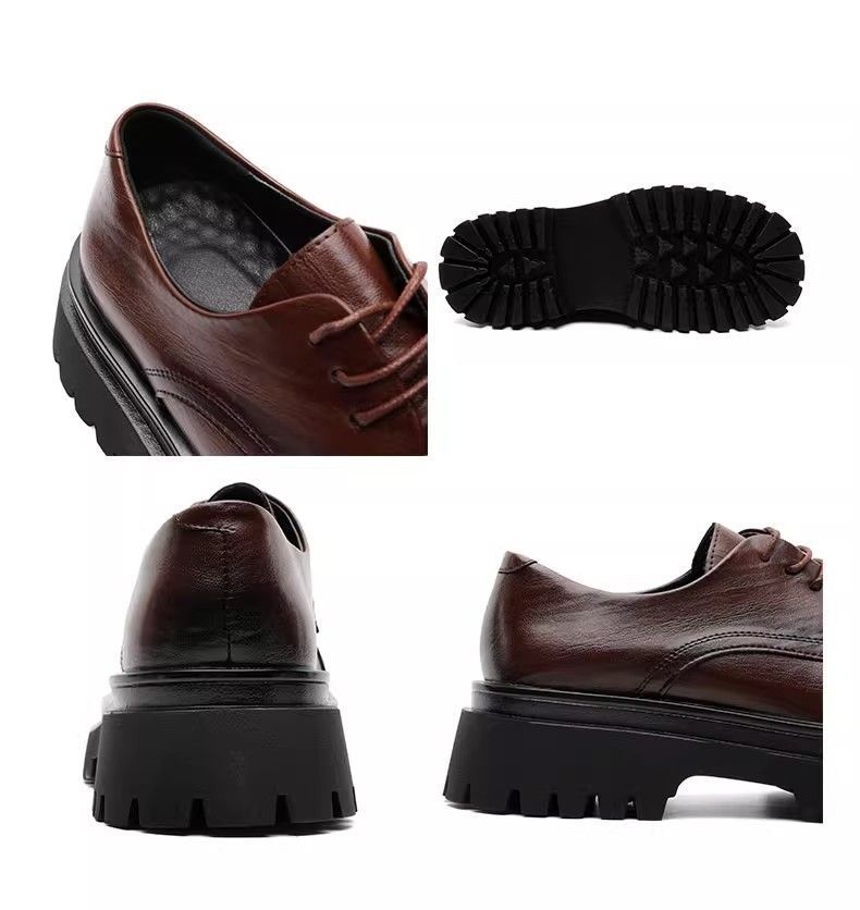 ShoeVault Britischer Modetrend Herren-Lederschuhe Dicke Sohle Derby Zehenkappe Business Hochzeit Bräutigam Weiche Oberfläche Sport Freizeit_voghion.com
