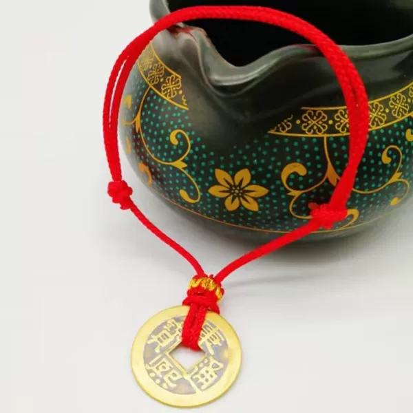 DIY Copper Coin Safety Buckle Semi-Finished Red String Anklet Bracelet for the Year of Birth Black String Anklet