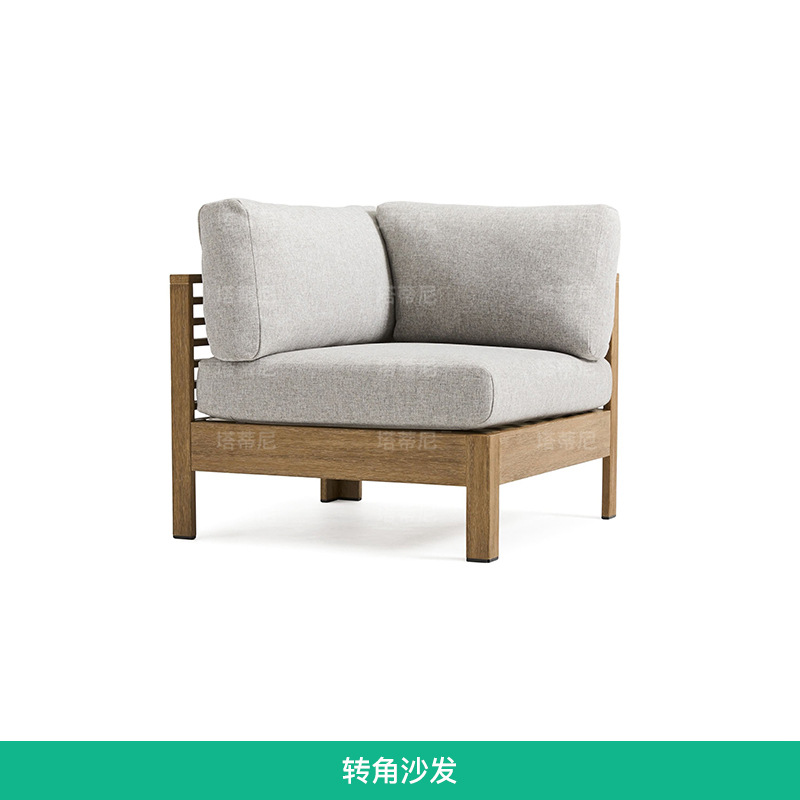 Conjunto de muebles de teca para exteriores, resistentes al agua y a los rayos UV, para sofá de jardín, patio, terraza, balcón, villa, con mesa de centro.