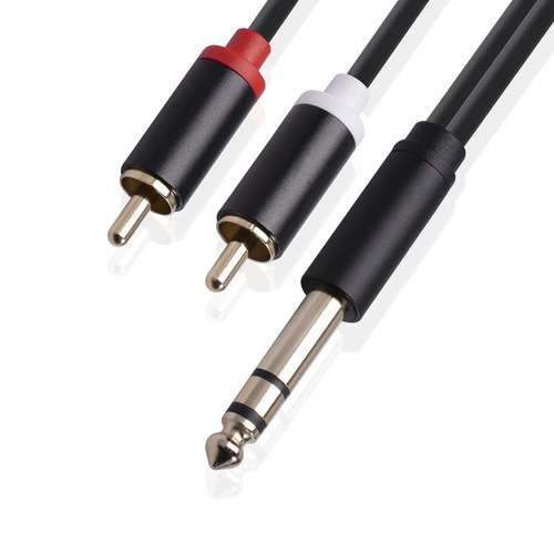 Full copper high fidelity 6.35mm plug to dual RCA male audio cable 6.5 to dual phono Y-splitter adapter