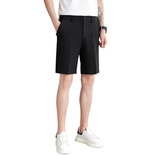 Men's Summer Suit Shorts, Simple, Fitted Straight Leg Stylish Thin 5-Finger Western Pants, High-End Casual Verdant