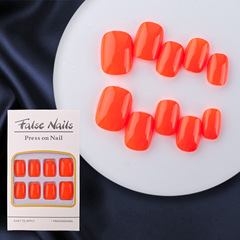 24片短款圓甲甲片亮油亮面美甲穿戴甲假指甲成品盒裝