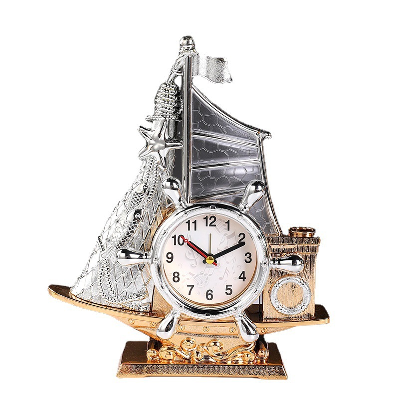 Reloj decorativo de escritorio estilo mediterráneo, diseño suave tipo vela, reloj de noche con portalápiz, regalo para estudiantes