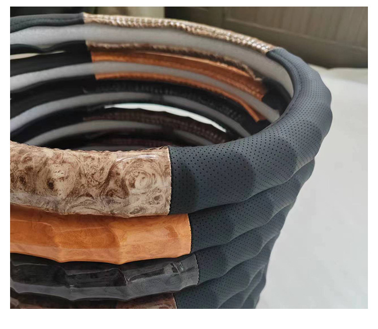 New Style Peach Wood Grain Four-Section Bamboo Steering Wheel Cover, Breathable, Non-Slip, Wear-Resistant, Suitable for All Seasons, Simple and High-End Car Cover