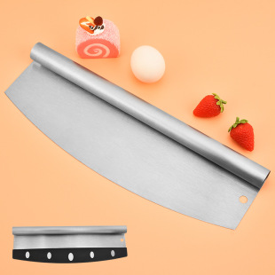 Stainless Steel Pizza Cutter Multi-purpose Nougat Pancake Cutter Baking Hob Semi-circle Pizza Shaker + Protective Cover