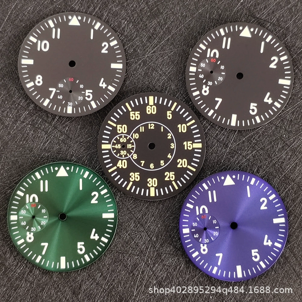 Циферблат часов 38,8 мм Большой Летающий зеленый светящийся буквально подходит для движения ETA6497/98/ST3600/3620
