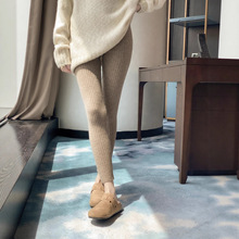 秋冬款羊绒打底裤女显瘦针织裤保暖裤加厚高腰弹力裤抽条魔术裤