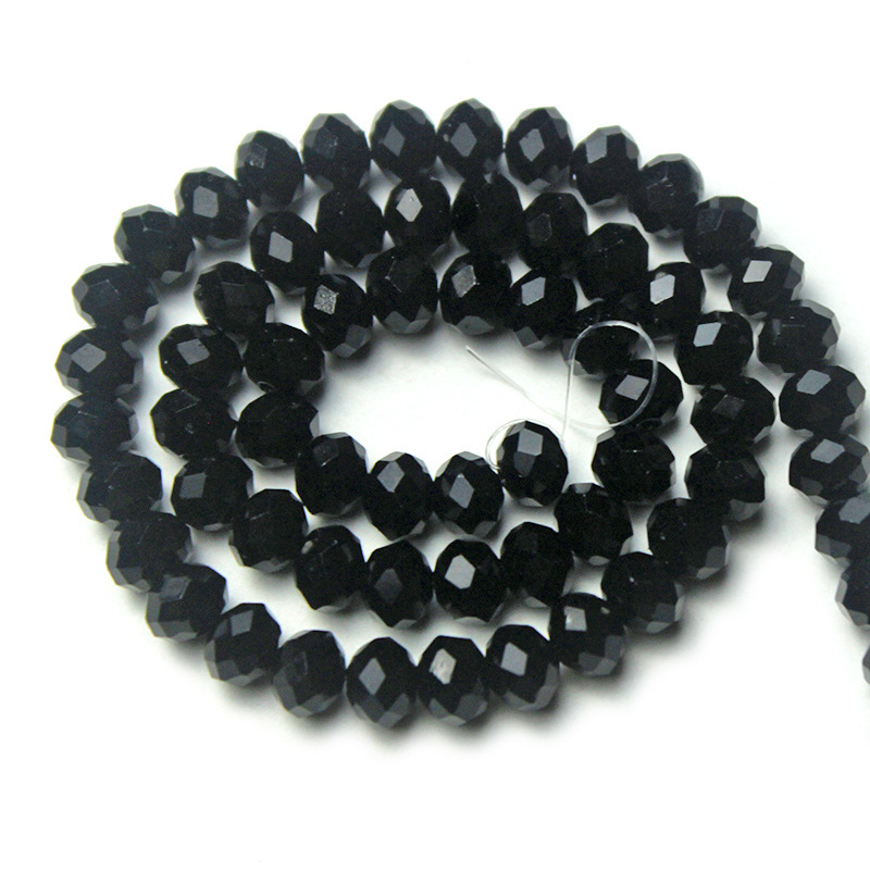 Facet Black Glass Crystal Flat Bead Wheel Bead DIY Handmade Bracelet Necklace Ear Door Curtain Loose Bead Accessories Beaded Facet Black Glass Crystal Flat Bead Wheel Bead DIY Handmade Bracelet Necklace Ear Door Curtain Loose Bead Accessories Beaded