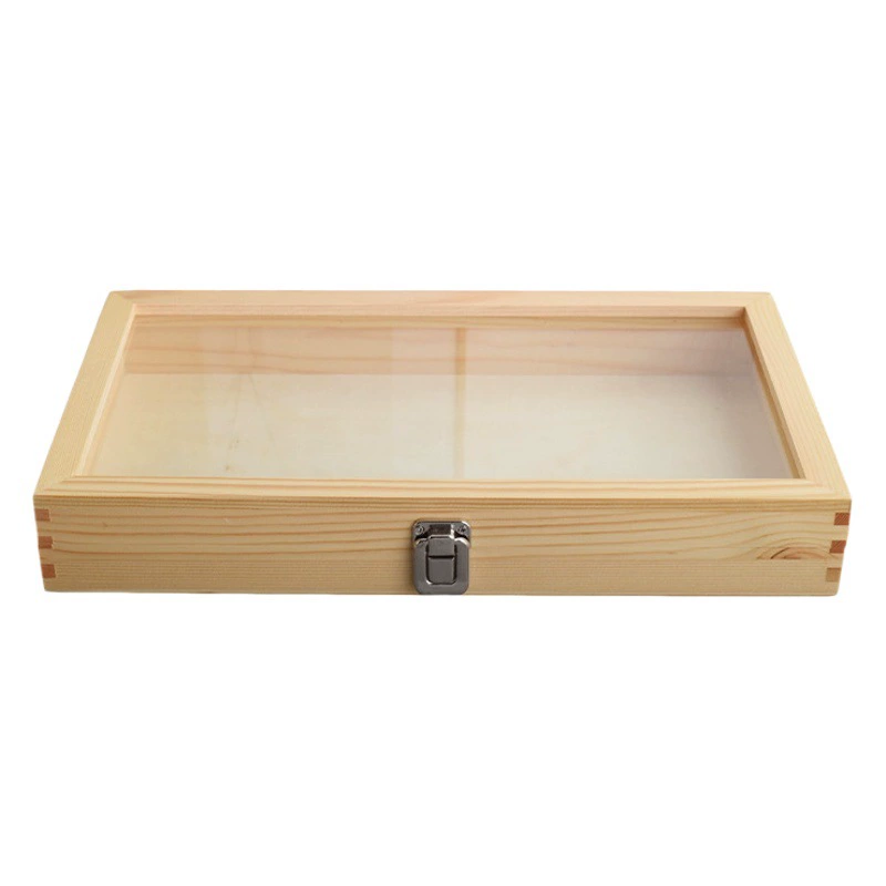 Дисплей деревянный ящик с замком прозрачный ящик для хранения ювелирных изделий компаньон Подарочная Коробка прямоугольная коллекция значок небольшой деревянный ящик