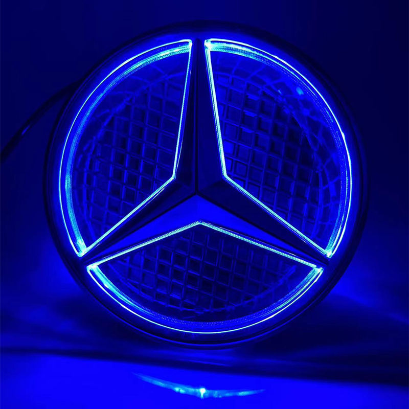 Suitable for Mercedes-Benz modified luminous LED middle net car logo A B C E GLK ML grade solid with light original car logo