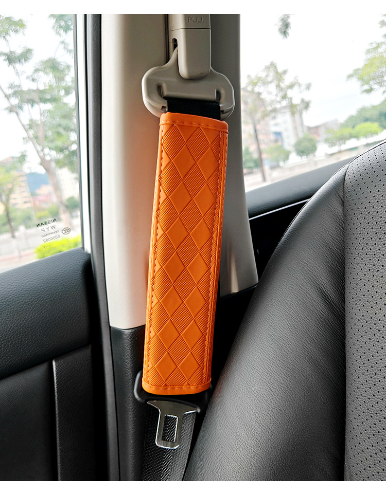 Car Seatbelt Shoulder Pads, Safety Belt Covers, Protective Covers, Leather Shoulder Pads, Interior Accessories, Embossed