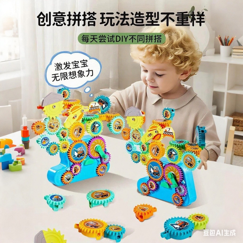 益智亲子互动玩具组合创意拼搭积木百变齿轮儿童益智玩具开学礼物|undefined