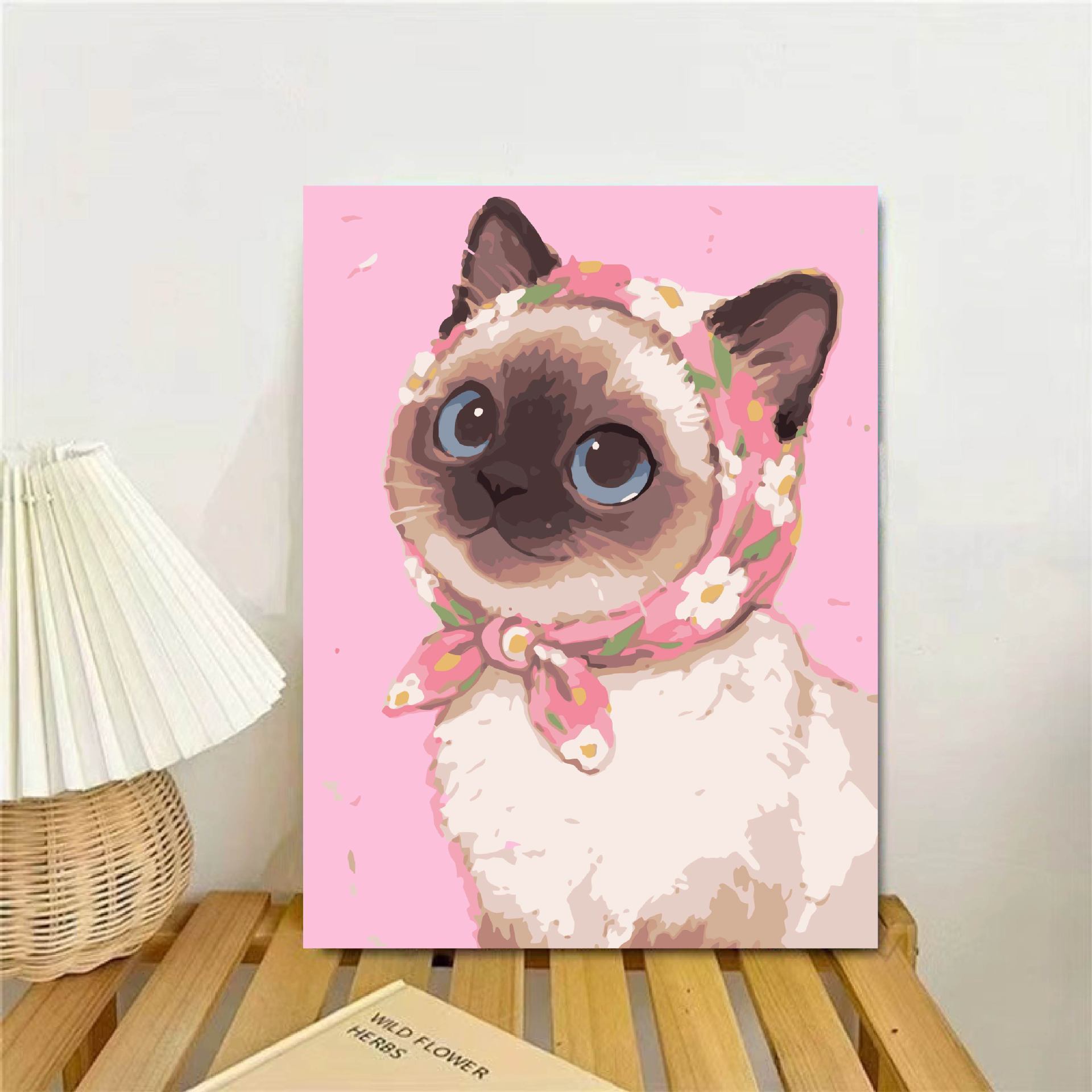 Cariño gatito DIY pintura al óleo digital curar dibujos animados animales hechos a mano regalo acrílico pintura al óleo de color descompresión
