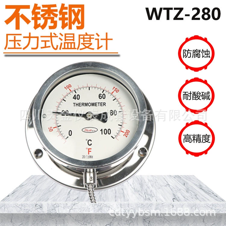 304 нержавеющая сталь антикоррозионный термометр давления WTZ-280 вода масло термометр указатель термометр 300 градусов