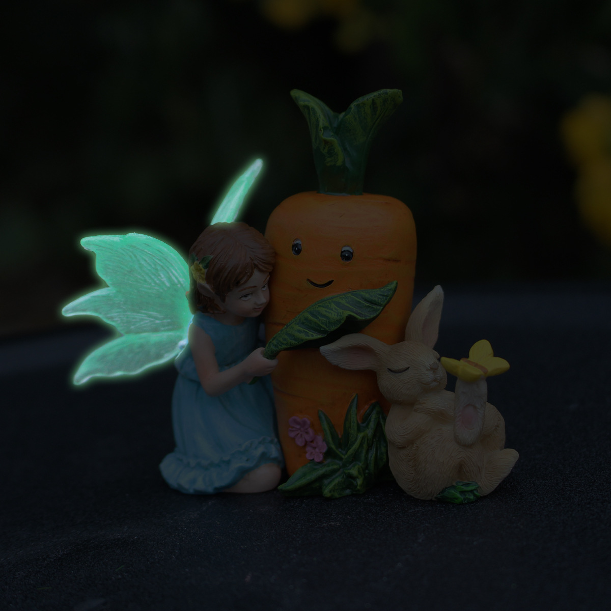  New Radish Flower Fairy Luminous Effect Bonsai Ornaments Animal Garden Lawn Decoration Resin Crafts