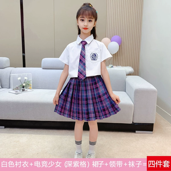 Skirt, shirt, tie, socks