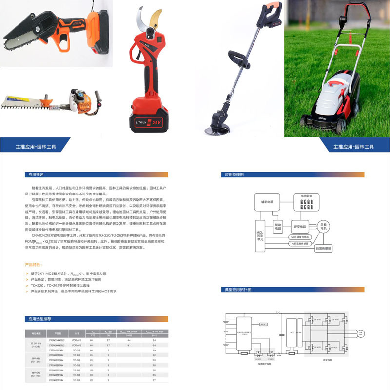 85V无刷电动园林工具MOS管CRSS038N08N 无刷电动电剪刀PCBA板子