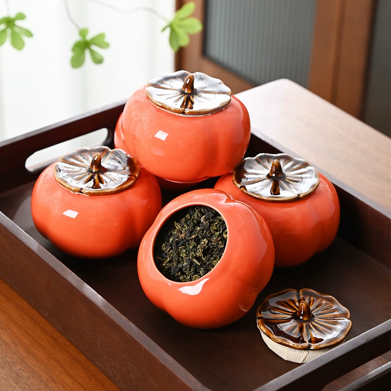 Чайник в форме хурмы Persimmon Ruyi, свадебная конфетница-орнамент, подарочная коробка, керамический свадебный сувенир, декоративная подарочная упаковка