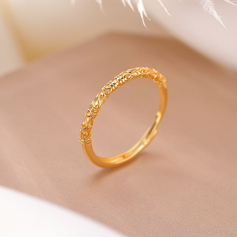 Vòng cổ bạc S999 mạ vàng hình hươu phong cách cổ điển, thiết kế mở điều chỉnh — Bạc nguyên chất 999