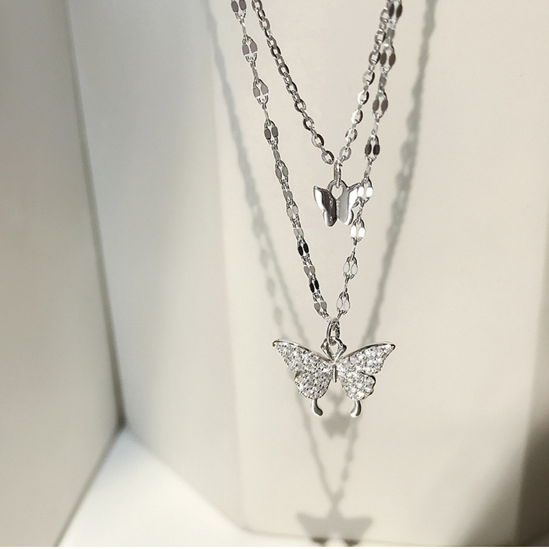 South Korea double layered butterfly necklace clavicle chain