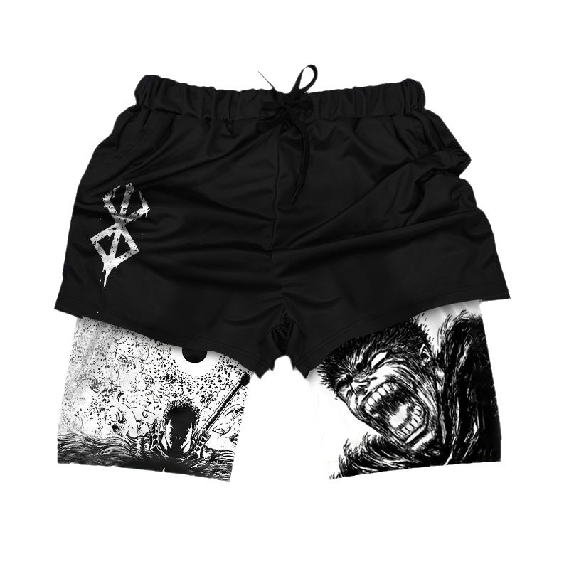 Pantalones cortos de la serie Fire Shadow impresión digital 3D Dragon Ball pantalones de playa de doble capa Amazon transfronterizo de comercio electrónico suministro caliente