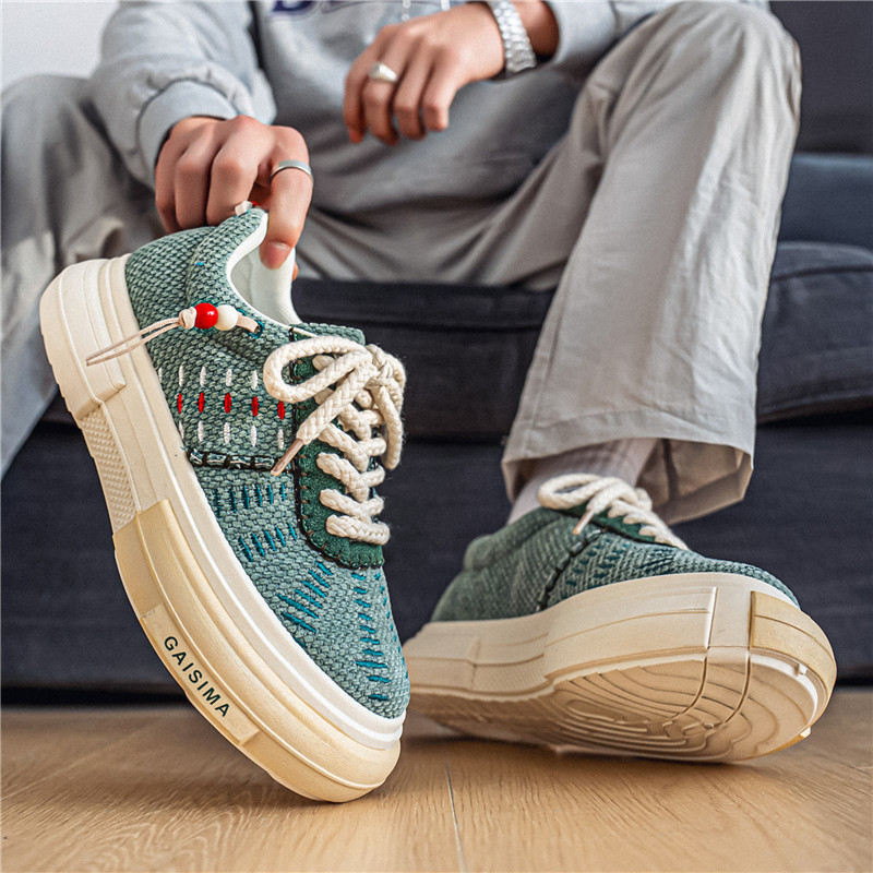 Diseñador 2025 National Tide nicho zapatos de cuero de suela gruesa ins estilo Hong Kong zapatos transpirables a cuadros zapatos de hombre