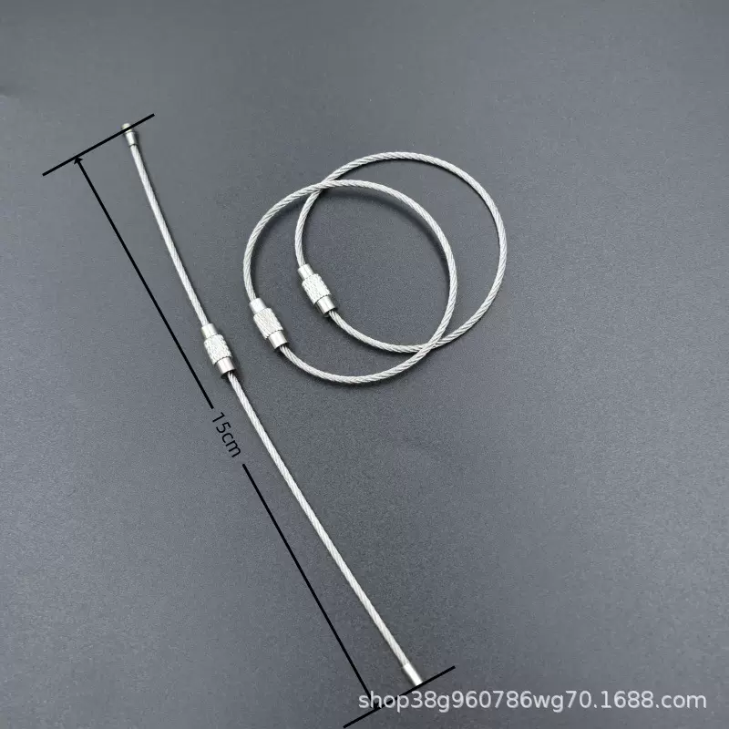 不锈钢钢丝圈绳钥匙扣吊牌钢丝绳DIY玩具钥匙环商务礼品手工DIY