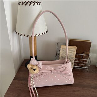 Underarm bag, summer shoulder bag with bow one shoulder, Korean style