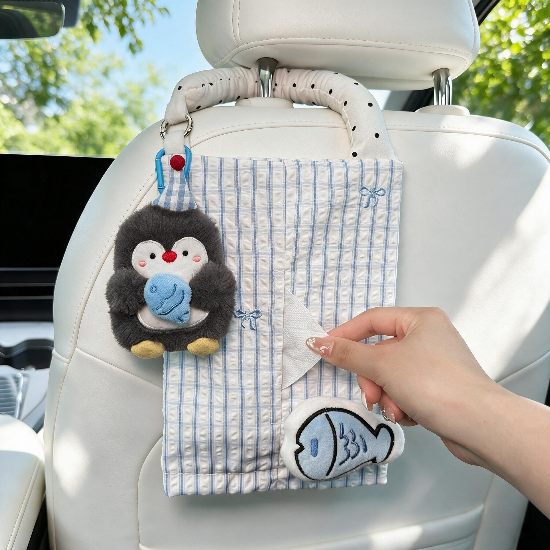 2026 Penguin Car Tissue Holder, Hanging Tissue Box for Front and Rear Car Seats, Cute Car Hook for Women