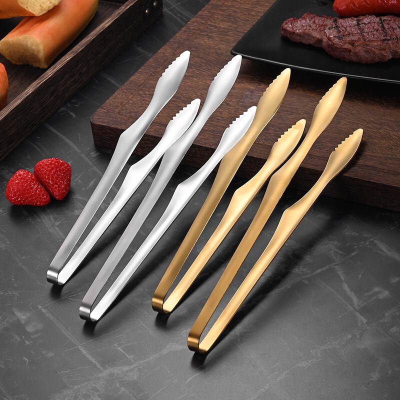 Cross-Border Horizontal Stainless Steel Food Clips Hotel Buffet Barbecue Clips Japanese Barbecue Clips Public Clips Food Ice Clips