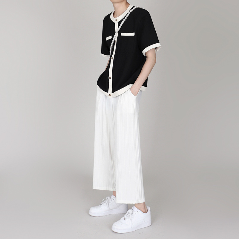 MYQ Chanel estilo cardigan de manga corta Camiseta de los hombres de verano estilo coreano moda de gama alta diseño camiseta capa superior