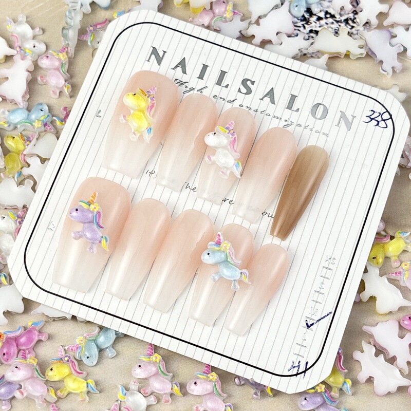Cartoon Nail Art Accessories Unicorn Cute Animal Rainbow Pony DIY Handmade Earrings Wearable Nail Resin Accessories