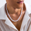 Necklace from pearl, universal chain for key bag  suitable for men and women, European style, light luxury style