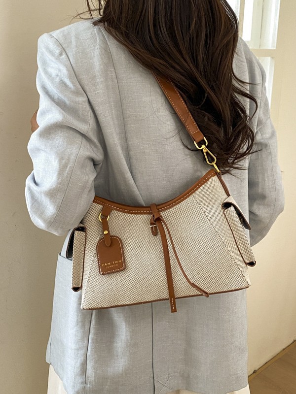 Bolsas de tendencia transfronterizas para mujeres 2026 nueva moda lino de hombro mochila de viaje casual bolsa de mano image 1