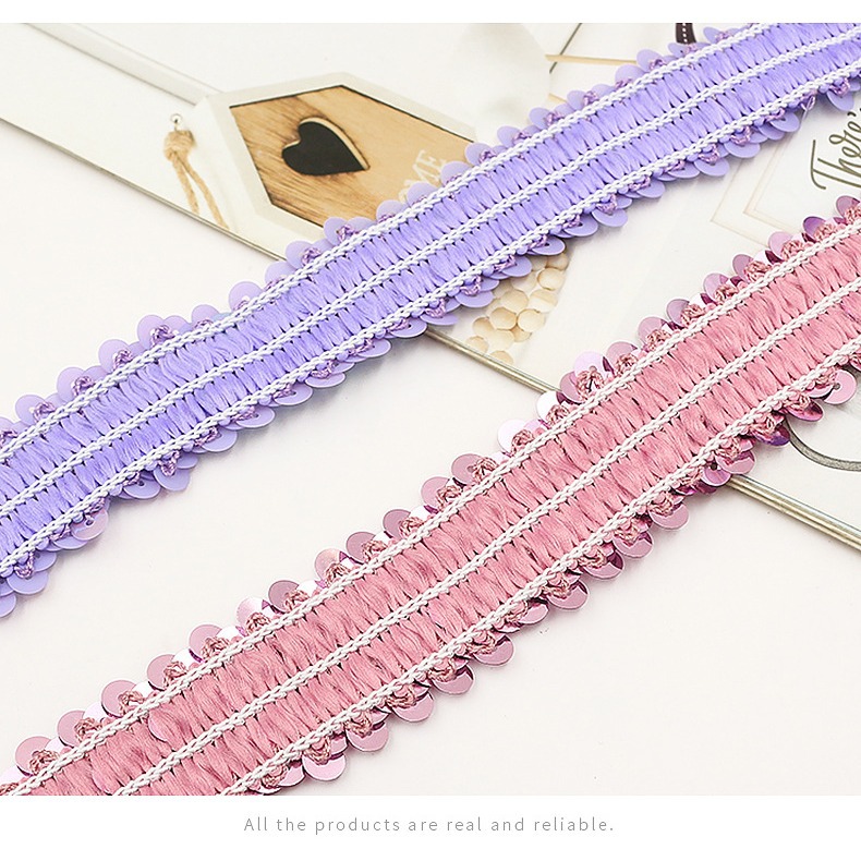 Accesorios de ropa de baile 3cm lentejuelas tres filas de cuentas elásticas con cable banda de encaje durante todo el año en stock 26 colores