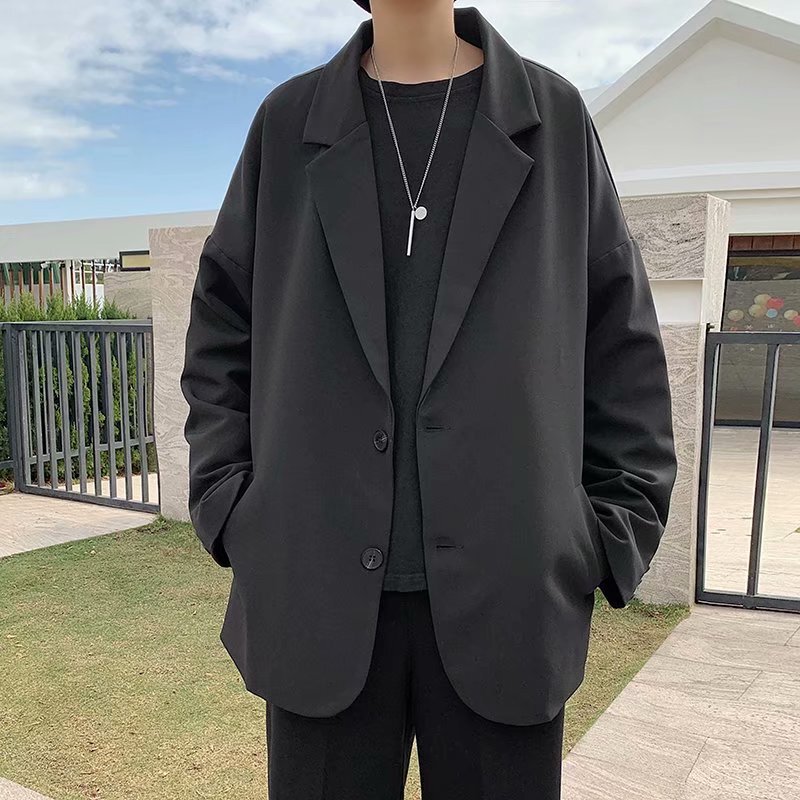 Spring and Autumn Korean style chic retro bf loose all-match coat men's retro draping small suit simple casual suit