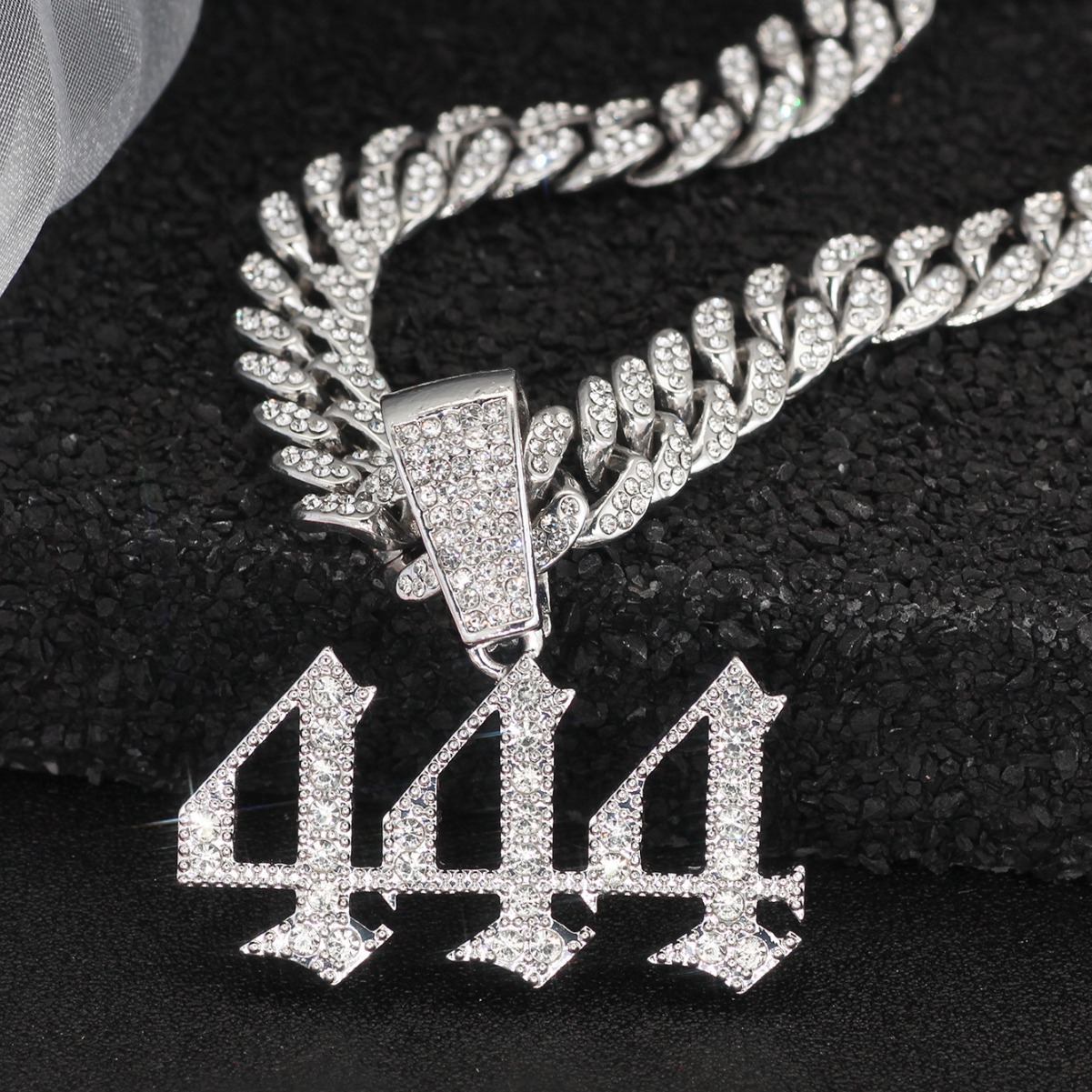 Cuban Link Necklace With 444 Number Pendant Arabic Style Men_voghion.com
