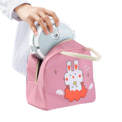 Genna's new cartoon lunch bag, insulated bag, Oxford cloth lunch bag with rice, animal pattern portable lunch box bag