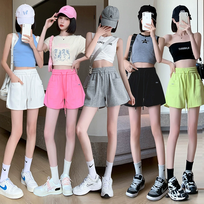 Летние спортивные брюки, шорты, корейский стиль, oversized, стяжка, на эластичной ленте, свободный крой