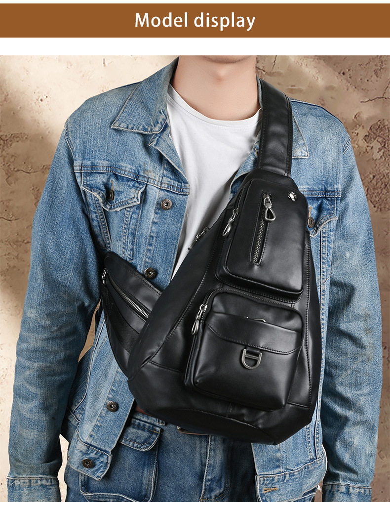New Hot Ultra Soft Genuine Leather Chest Multifunctional Men's Shoulder Top Layer Cowhide Crossbody Bag, Trendy_voghion.com