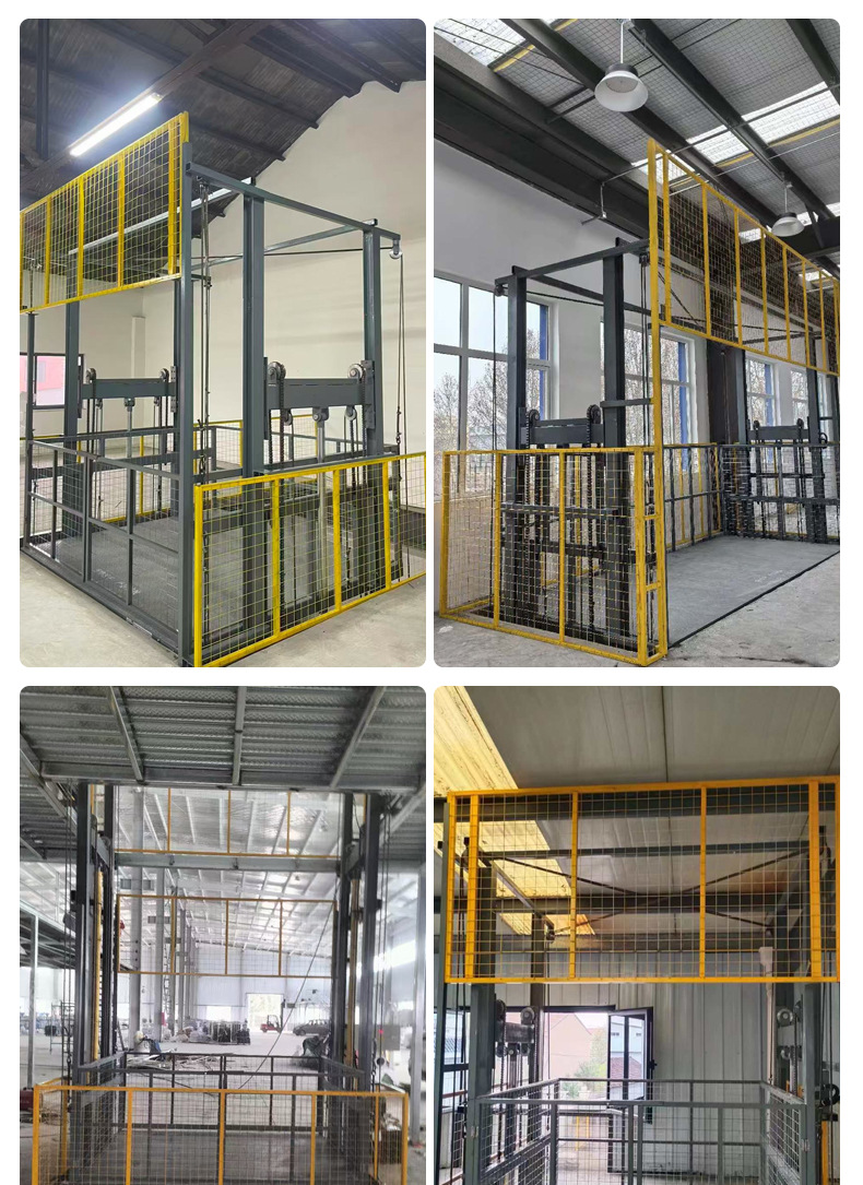 Rail-mounted cargo lift for factories, warehouses, workshops, and supermarkets; hydraulic rail-mounted cargo lift platform