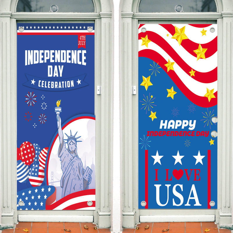 Cross-Border decoración del Día DE LA Independencia Americana colgante de tela patio al aire libre accesorios de decoración de fiesta suministros cubierta de la puerta de impresión creativa
