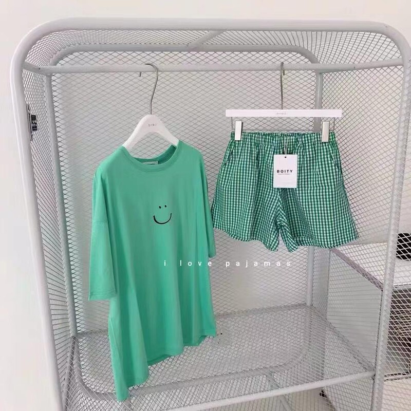 Southeast Asia hot Korean version 2023 Summer and autumn lattice pants short sleeve shorts Net red home clothing manufacturers sales Southeast Asia hot Korean version 2023 Summer and autumn lattice pants short sleeve shorts Net red home clothing manufacturers sales