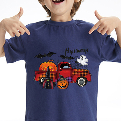 Bestselling Ghost Festival Children's Apparel Heat Transfer Halloween Car Bat Kids Clothing Handmade DIY Heat Transfer