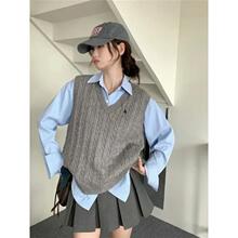 Z 63084 V-neck Embroidered Twist Knit Vest V������黨��֯��