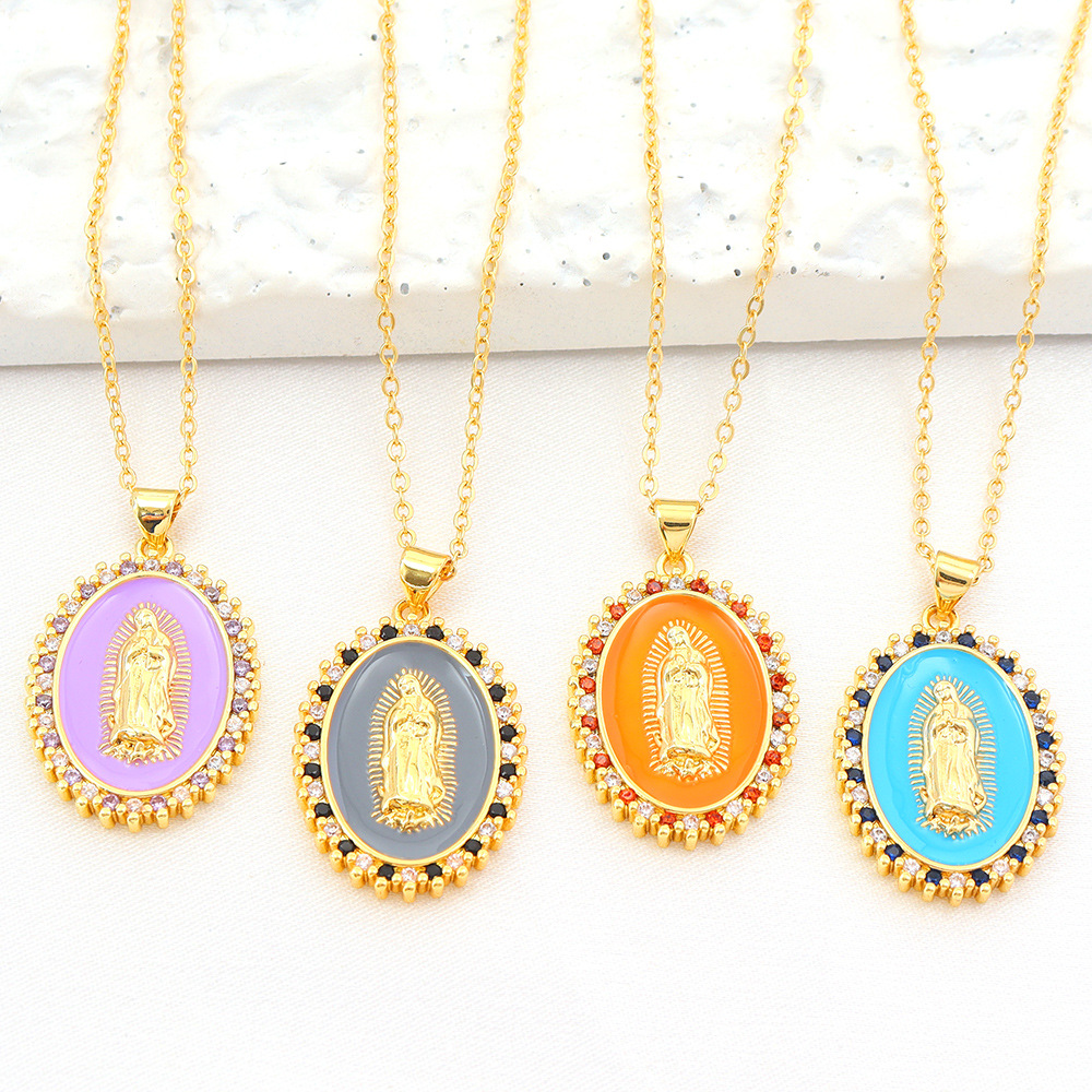 Copper Pendant Material Copper Simple Style Classic Style Inlay Round Rhinestones Pendant Necklace