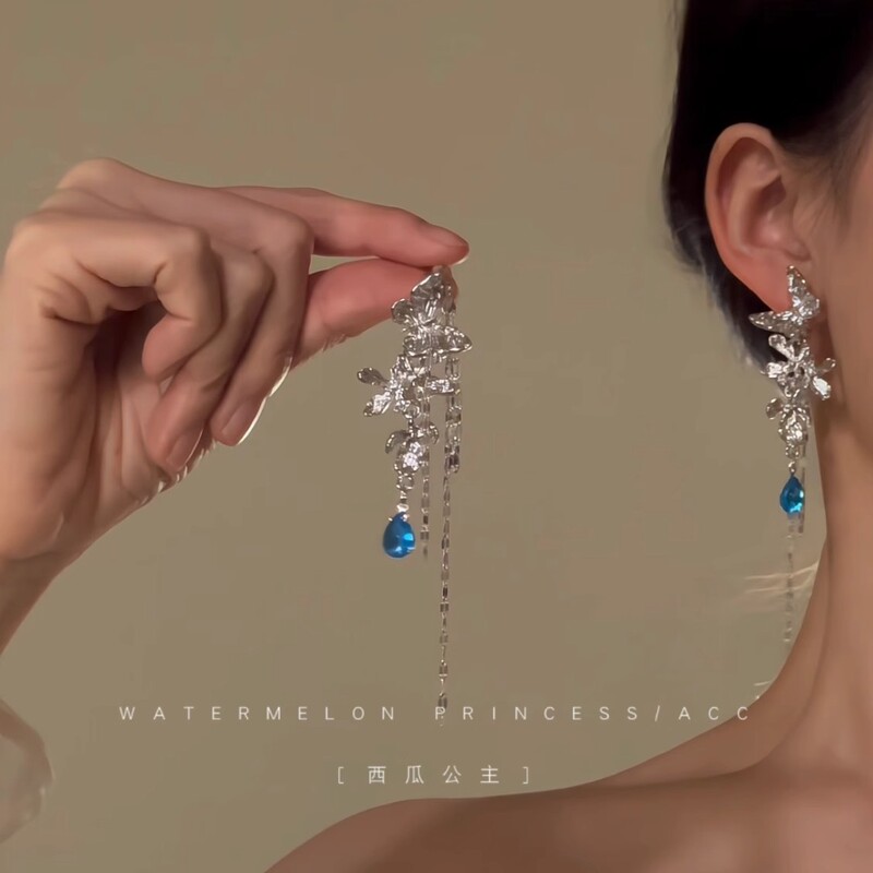 蝴蝶耳环2025新款爆款高级感轻奢流苏个性独特耳饰女|undefined