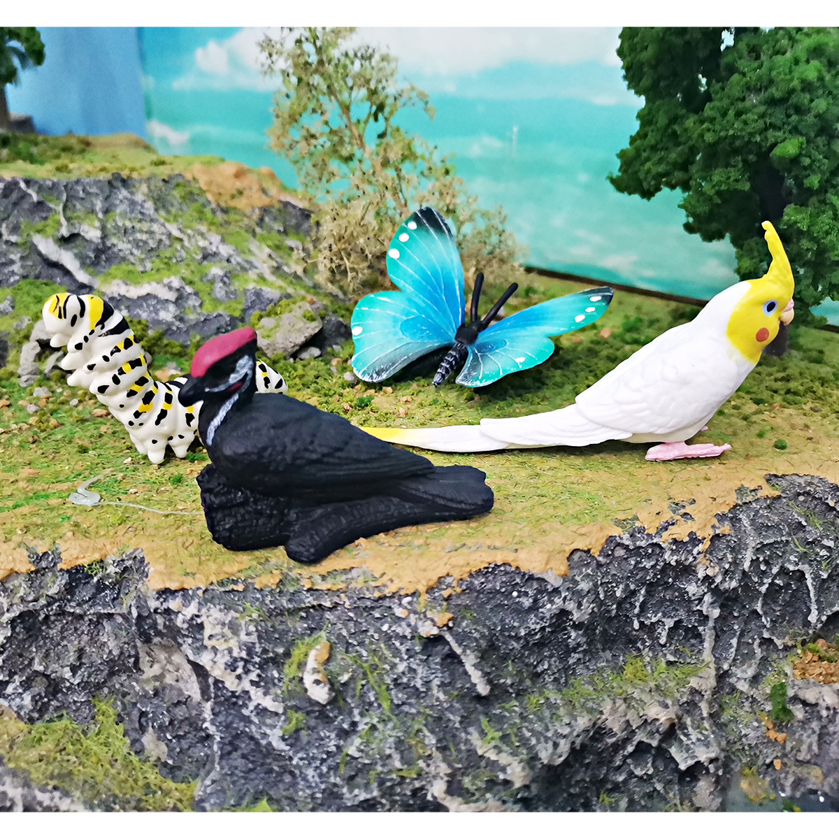Cross-border simulation wild insect bird animal model children's cognition butterfly skimmer cockatoo parrot ornament