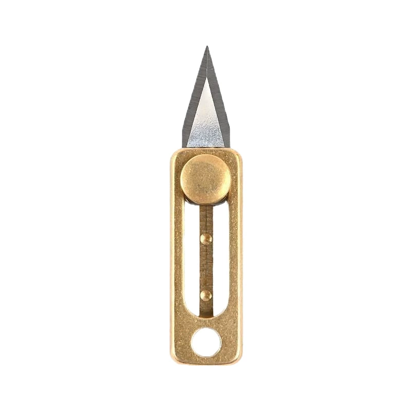 Brass small sharp pocket knife, keychain, box