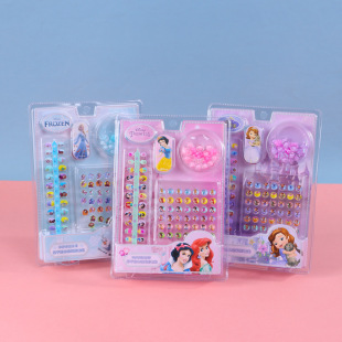 Girls' nail stickers with glue three-dimensional frozen series cartoon nail pads handmade creative nail stickers wholesale